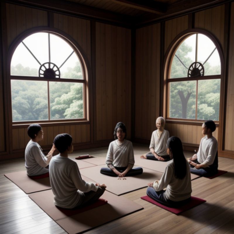 Group meditation practicing protective mudras