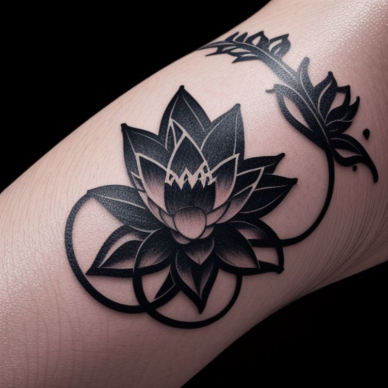 Unalome and Lotus Tattoo